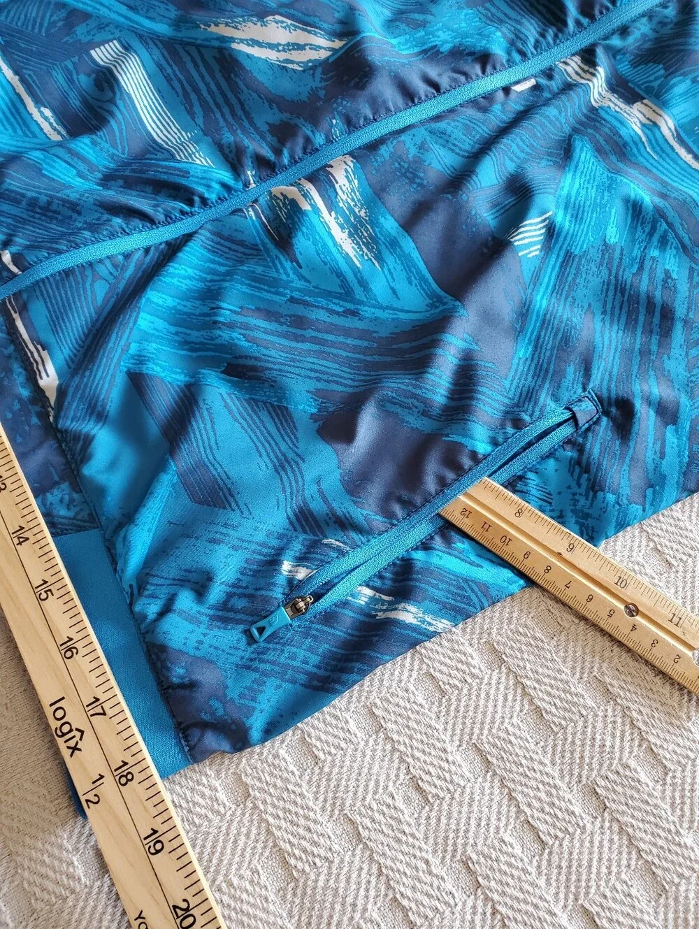 The North Face Rapido Running Jacket Blue Abstract Windbreaker Medium Gorpcore