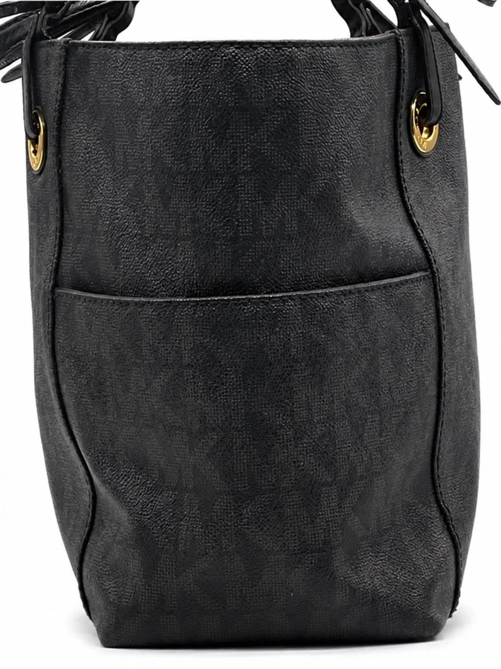 Michael Michael Kors Jet Set Black Logo Jacquard Tote Gold Hardware