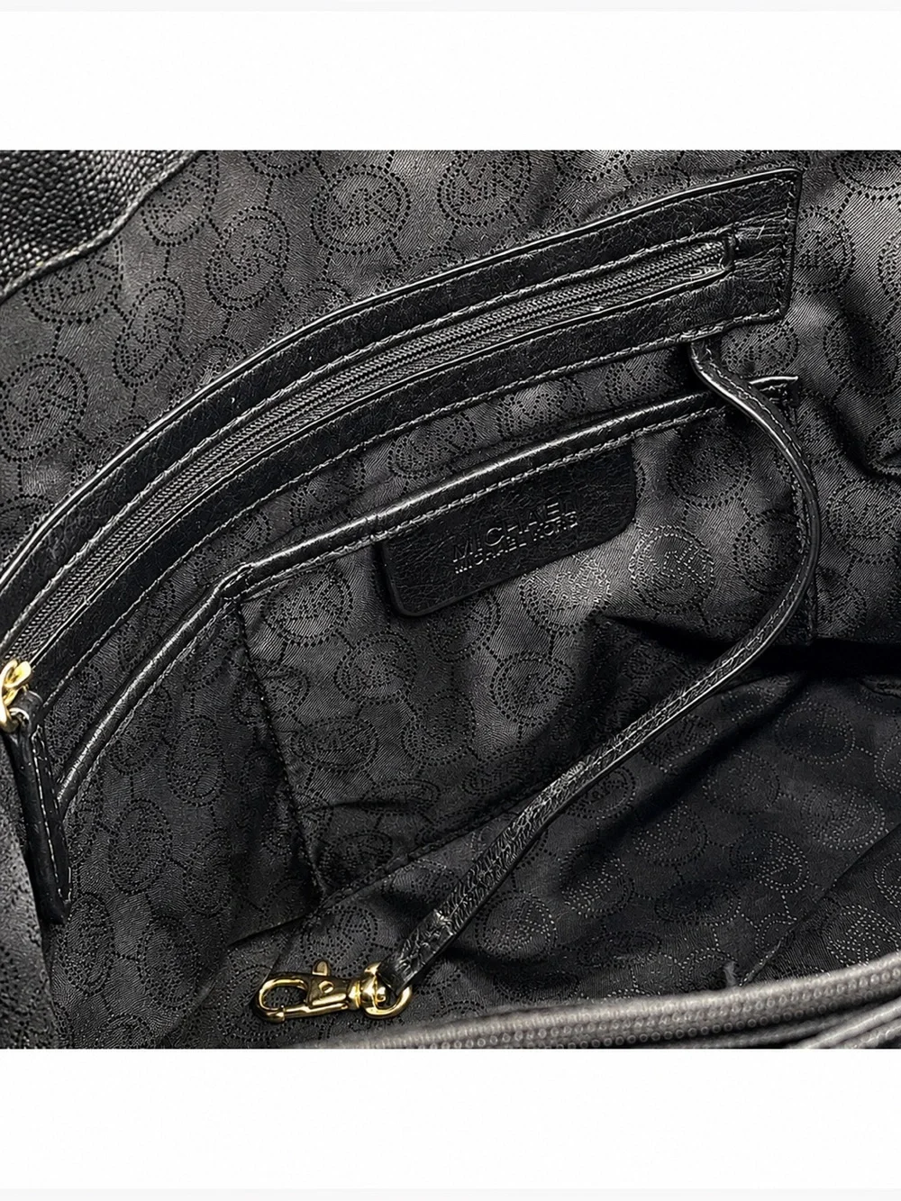 Michael Michael Kors Jet Set Black Logo Jacquard Tote Gold Hardware
