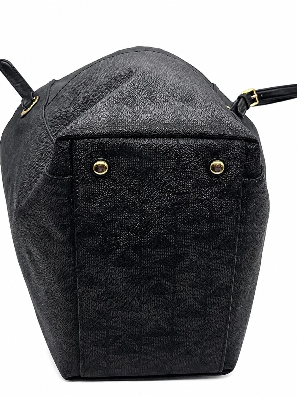 Michael Michael Kors Jet Set Black Logo Jacquard Tote Gold Hardware