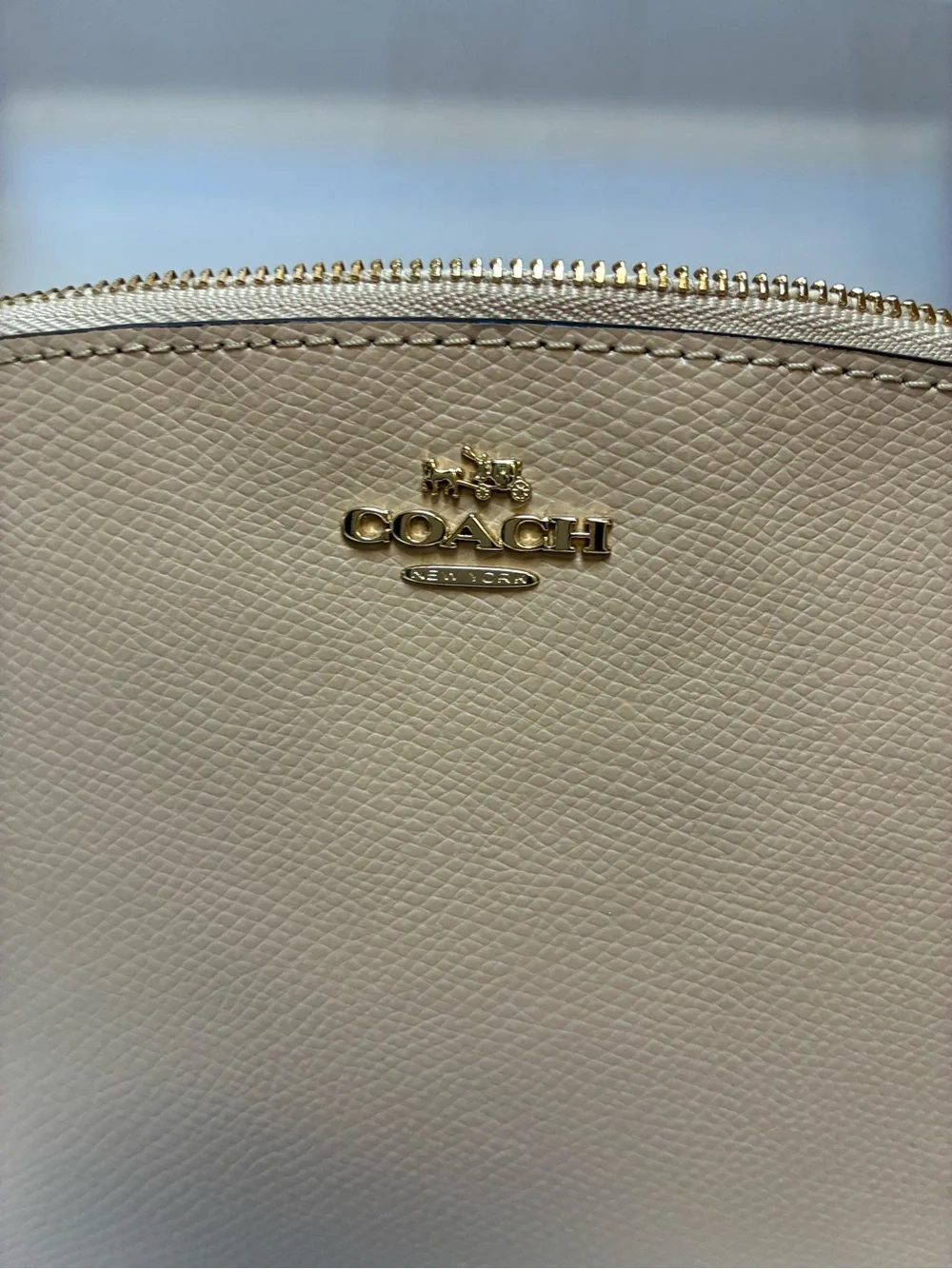 Coach Pebbled Leather Cosmetic Pouch in Tan