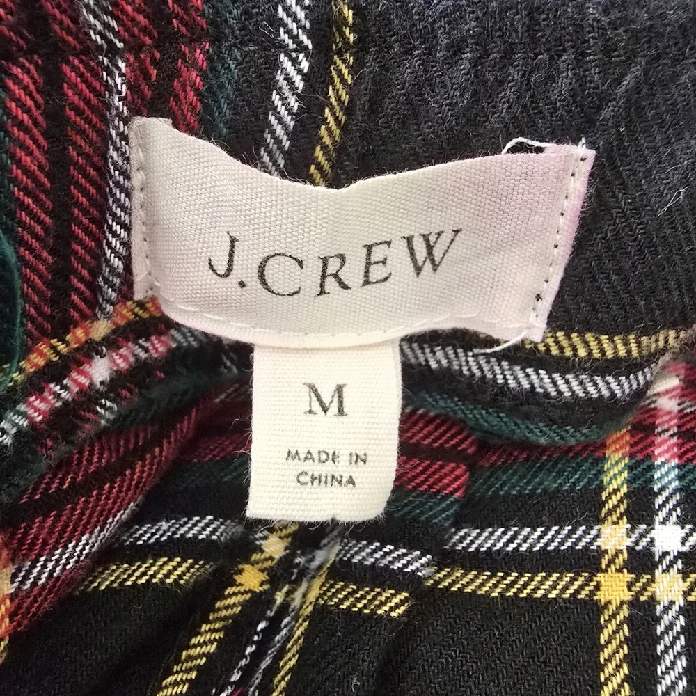 J. Crew Men's Plaid Pajama Pants - Black, Red, Yellow Medium