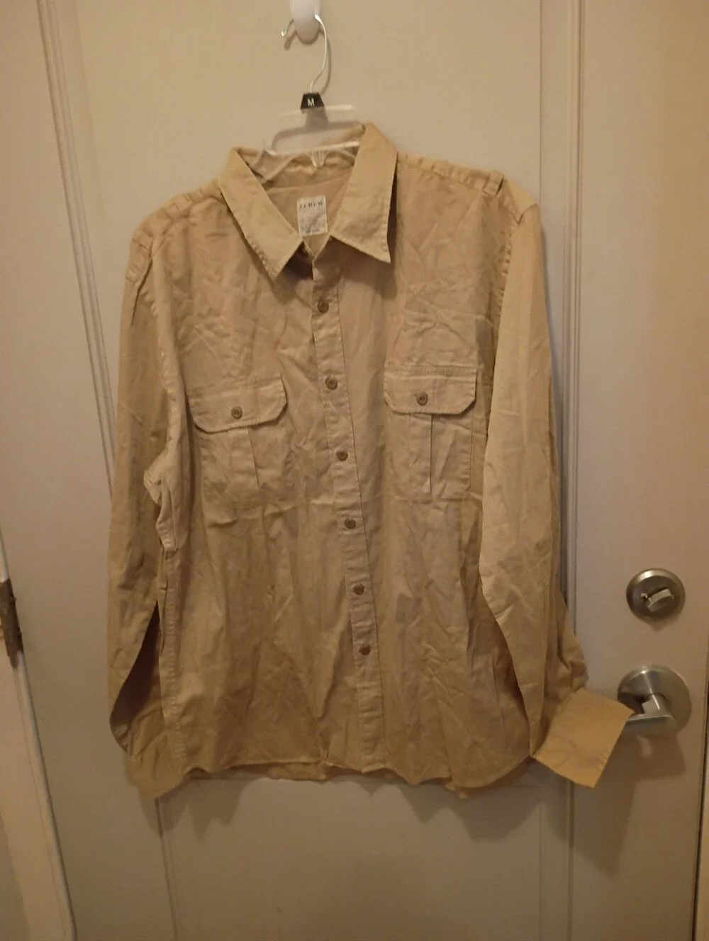 J. Crew Broken In Chino Tan Button Down Shirt Size XL