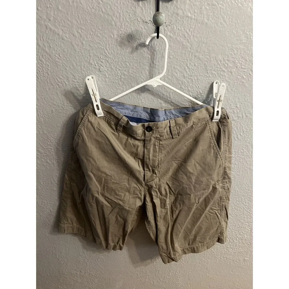 J Crew Club Shorts Men's 34W‎ FlatFront Brown Chino Shorts Inseam 10 Inch…