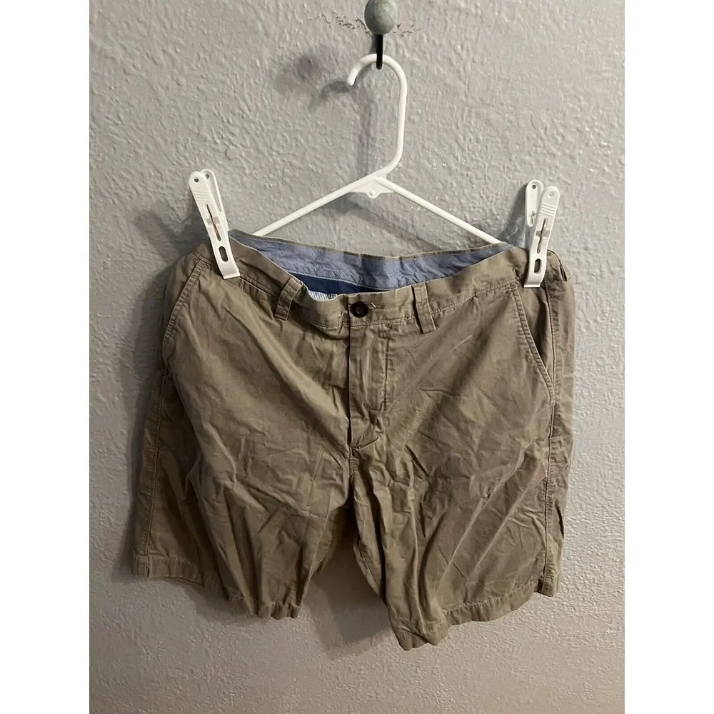 J Crew Club Shorts Men's 34W‎ FlatFront Brown Chino Shorts Inseam 10 Inch…