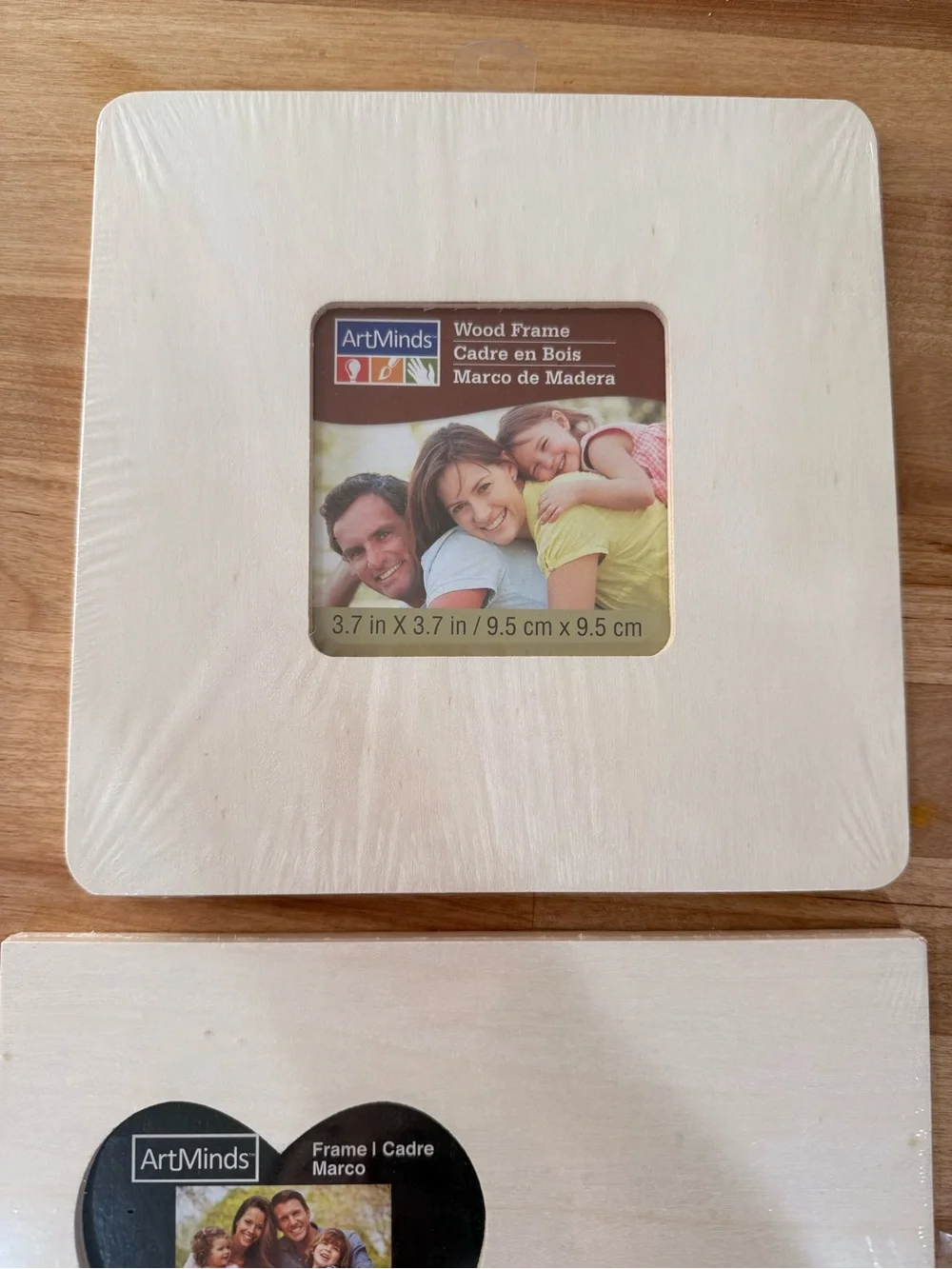 Craft Set of 2 White Wooden Photo Frames - Square & Heart Set