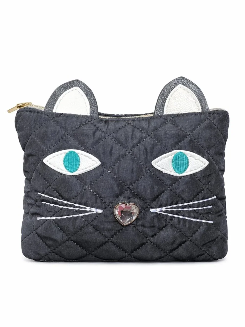 Betsey Johnson Cat Pouch–Black Spiral Stripe Bag for Cosmetics Pet Treats