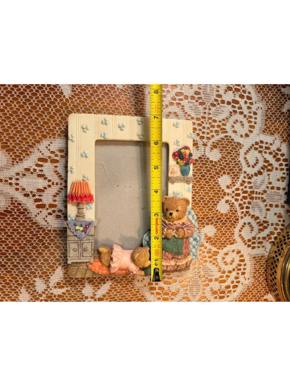 Vintage Teddy Bear Family Resin 4x6 Picture Frame Nursery Cottagecore Decor