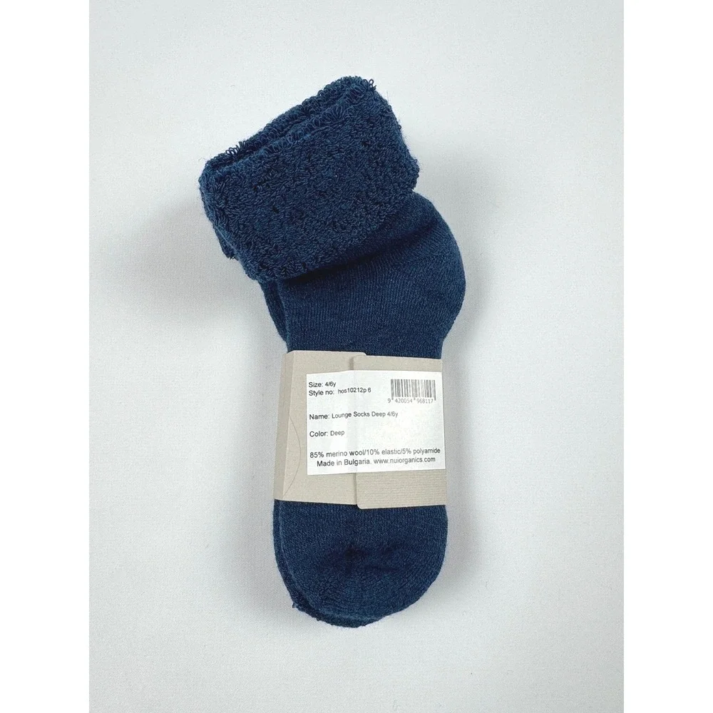 Nui Organics Lounge Socks Deep Blue 4/6y