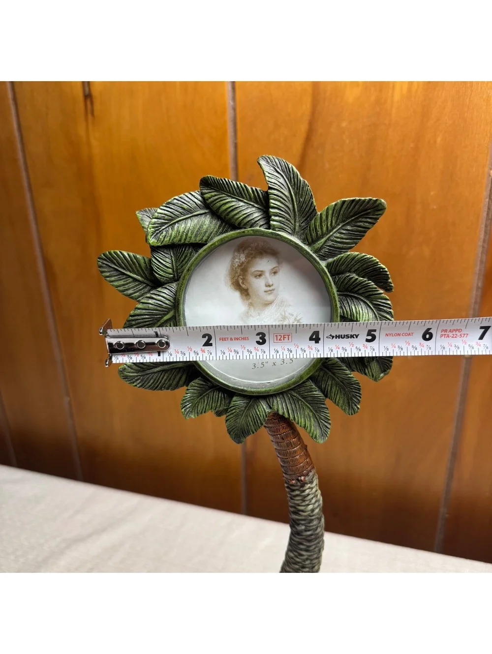 Vintage Palm Tree Picture Frame 13” Tall Tropical Coastal 3.5” Round Photo