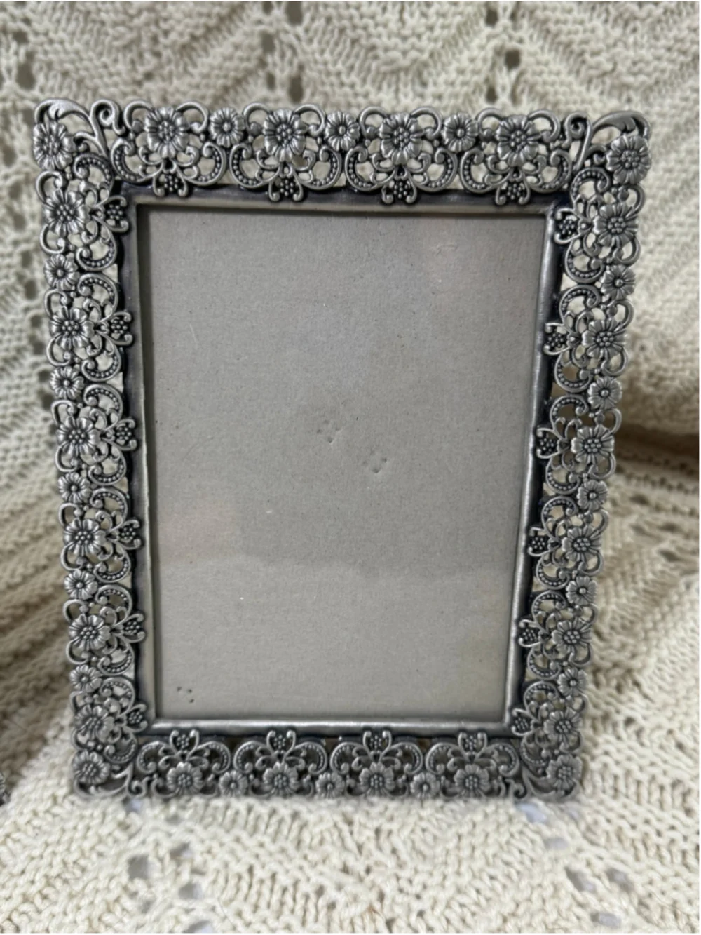 Set of 2 Ornate Pewter Filigree Picture Frames 4x6 & 5x7 Daisy Sunflower