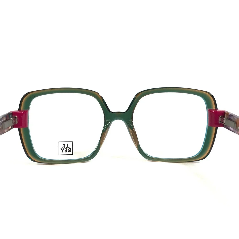 J.F. Rey Eyeglasses Frames JF1548 4332 Green/Raspberry Square Full Rim 51-18-138