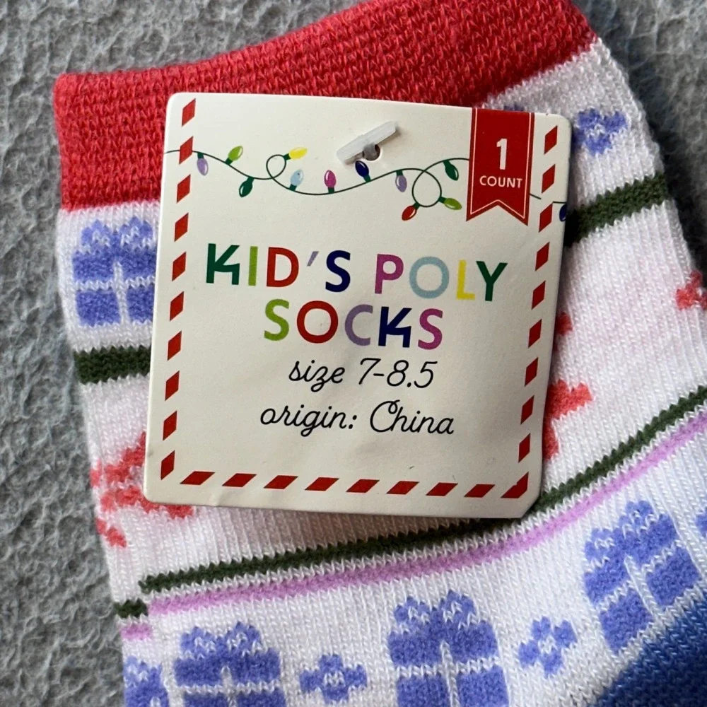 Made For Retail Socks Kid 7-8.5 White Fair Isle Holiday Gift Snowflake 234300673