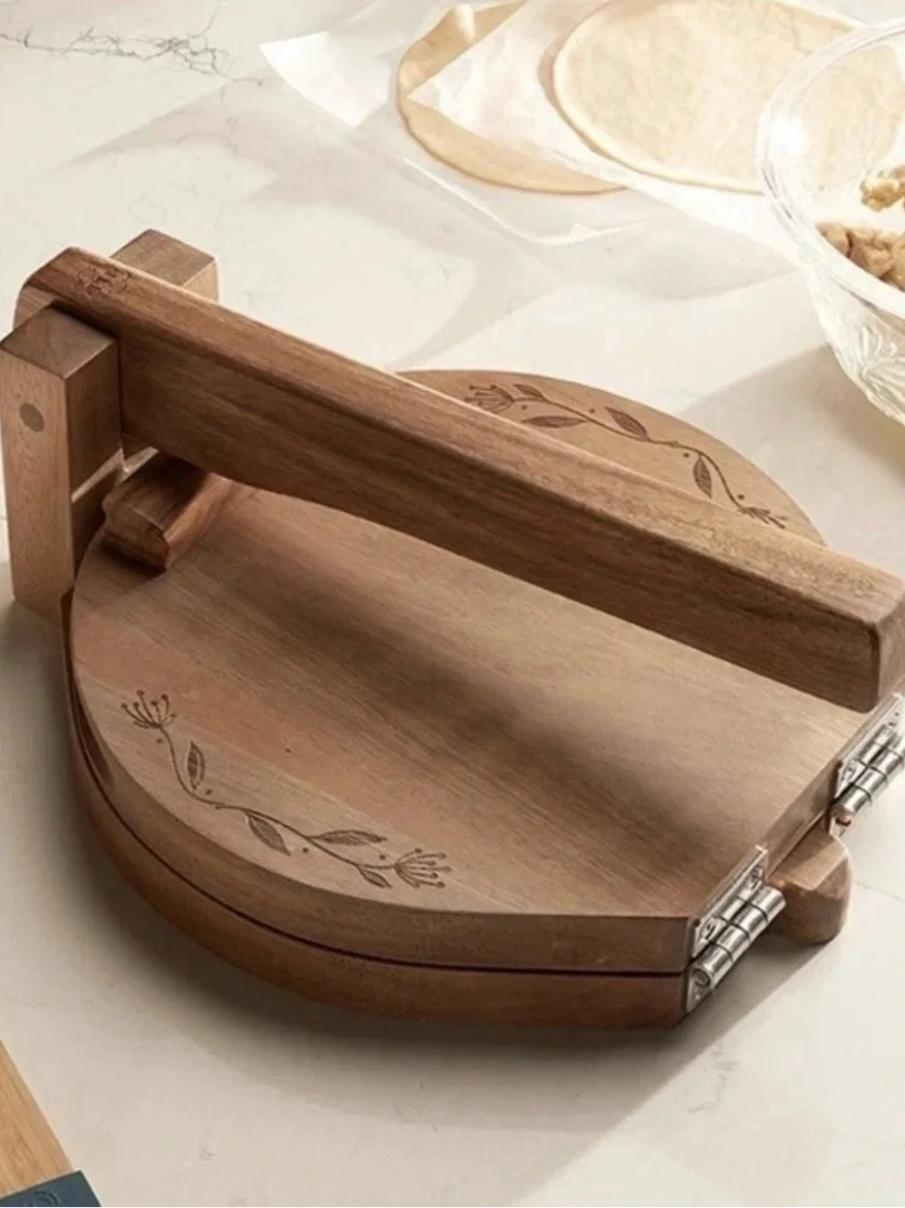Princess House WILDFLOWER Wooden Tortilla Press 10120 New!