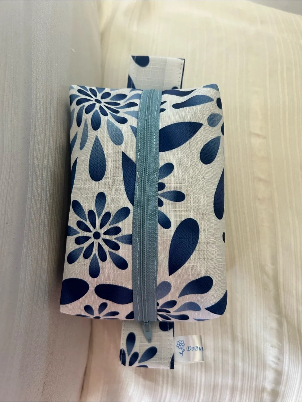 Navy Floral Cosmetic Travel Pouch - Lightweight Makeup Bag