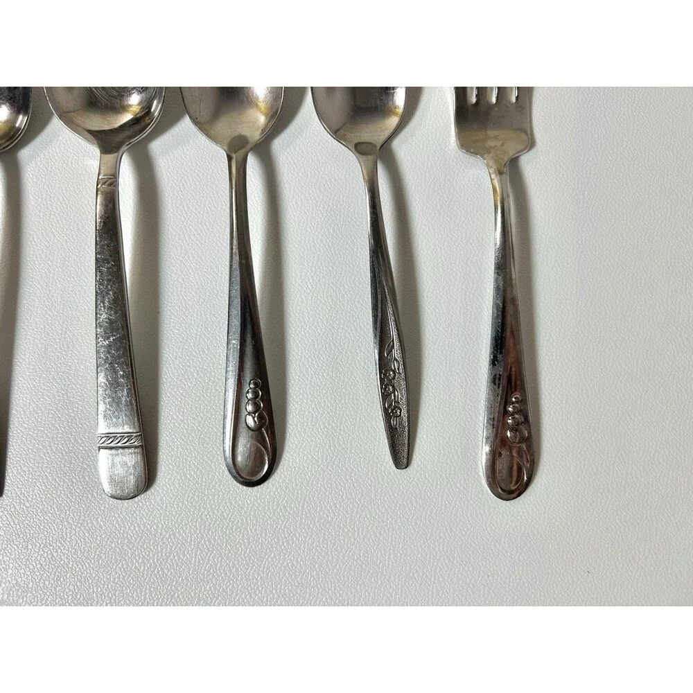Lot Of 10 pc Mismatched Spoons, Fork Silverware See Pics Gata Superior Stainless