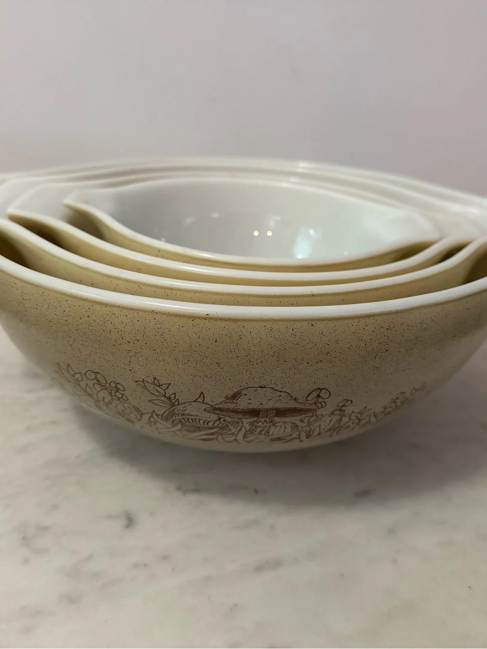 Vintage PYREX Cinderella Forest Fancies Mushroom Nesting Mixing Bowls Set of 4