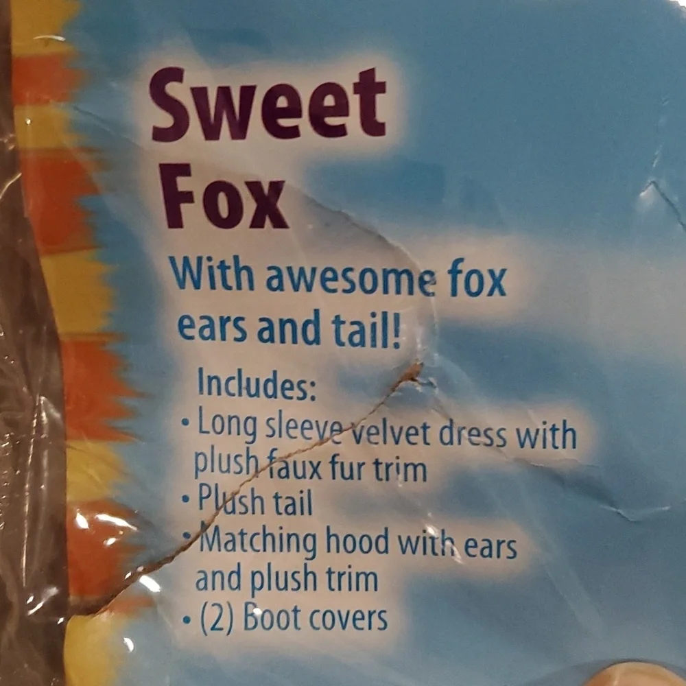 Fuzzy Sweet Fox Costume by Fun World Size 4-6