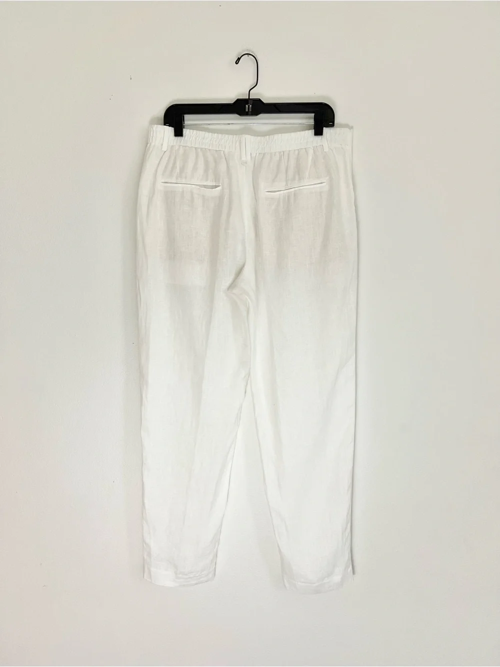 Zara 100% Linen Tapered Pants Coastal Summer Ankle Trouser Quiet Luxury L Boho