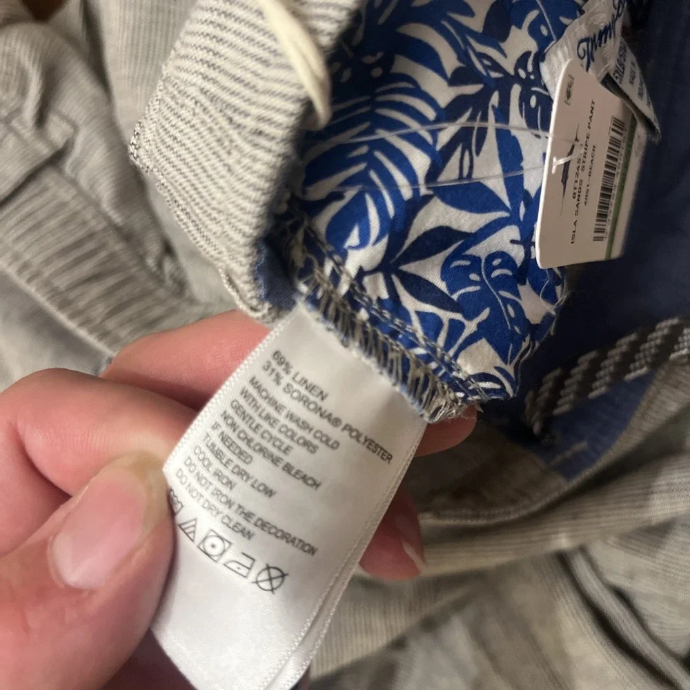 Tommy Bahama NWT Big And Tall 5XLB Island Sands Stripe Pants Linen Blend