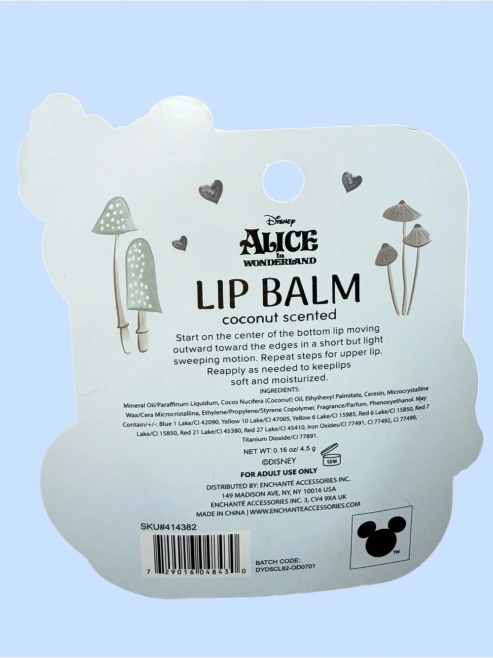 NWT Limited Edition Disney’s Alice in Wonderland Coconut Flavored Lip Balm -