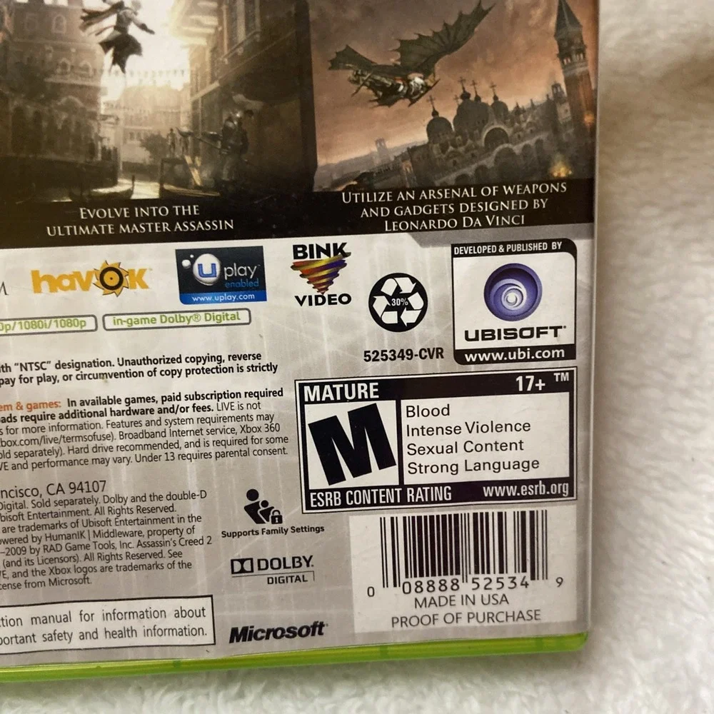Assassin's Creed II Microsoft Xbox 360 Complete CIB 2009 Video Game