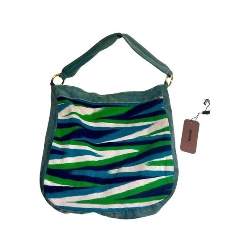 Vintage Authentic‎ MISSONI Italy Zig Zag Hobo Bag Purse Suede Knit KC