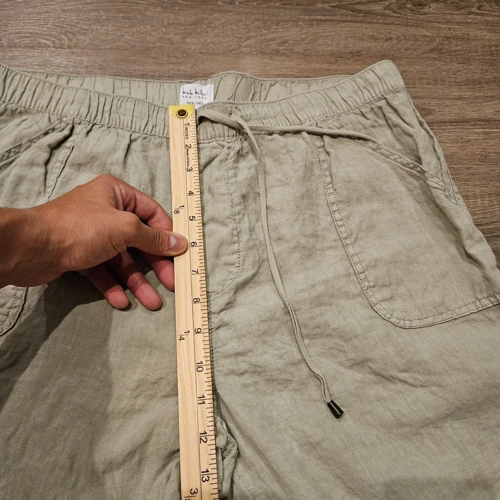 Nicole Miller New York Men's XL Linen Cargo Jogger Pants Beige Drawstring