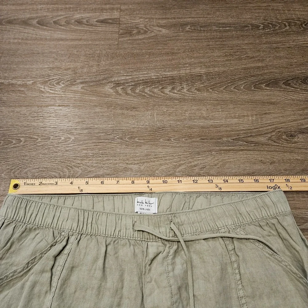 Nicole Miller New York Men's XL Linen Cargo Jogger Pants Beige Drawstring