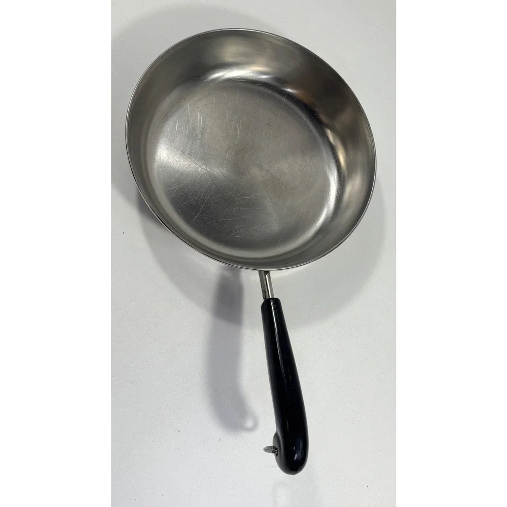 Revere Ware 9 Inch Skillet Copper Clad Bottom Stainless Steel Pan Vintage USA