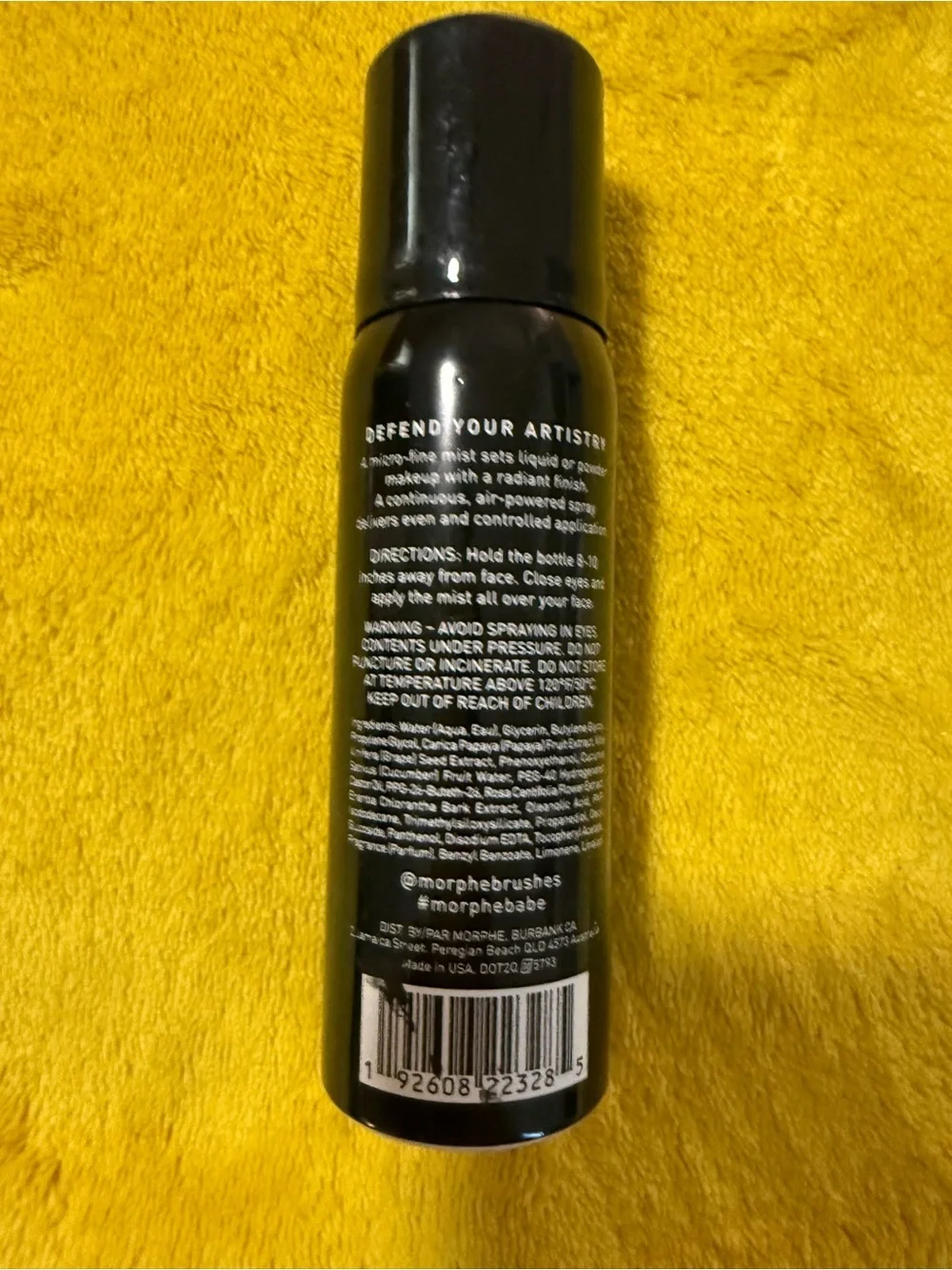 Morphe Mini Continuous Setting Mist — Black with White Logo