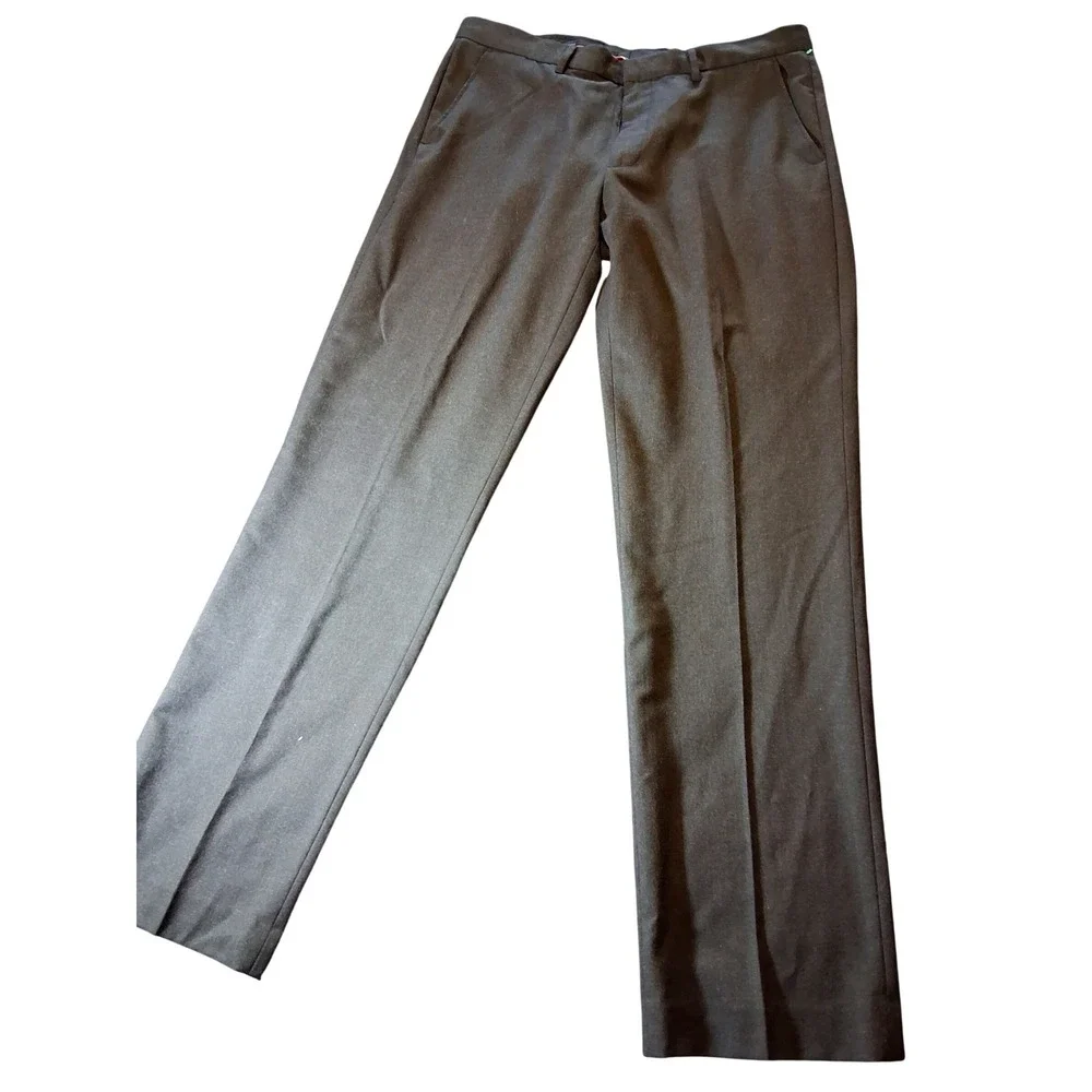 J. Crew Mens Charcoal Gray 100% Wool Dress Pants Flat Front 36x34 Style 30825