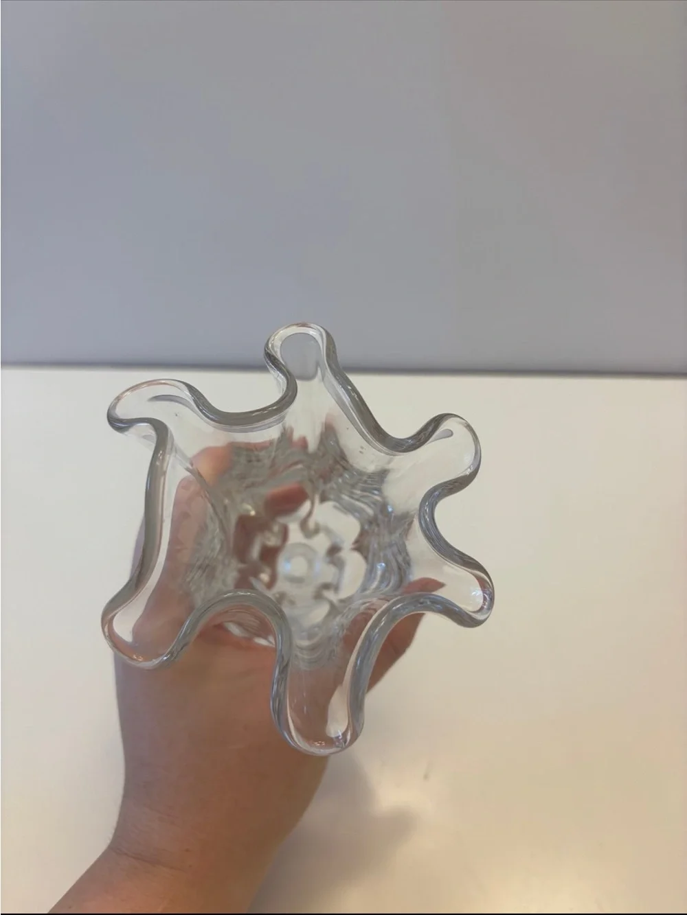 Fenton Art Glass Valencia Handkerchief Vase in clear glass