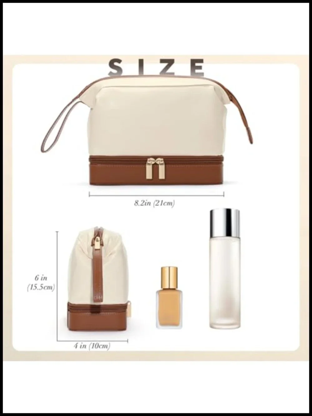 2-in-1 Jewelry Box and Makeup Bag with Mirror, Waterproof PU Leather Travel