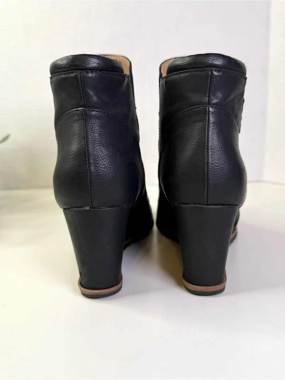 SOUL Naturalizer Haley Boot Women's Black Wedge Ankle Booties with Side Zip
