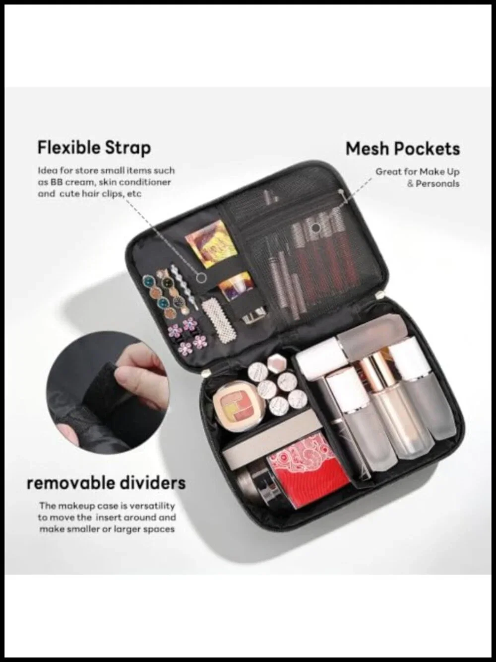 Leather Double Layer Large Capacity Travel Cosmetic Organizer Bag Set of 2