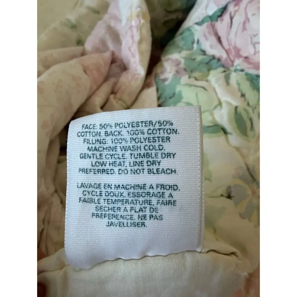 Vintage Laura Ashley Country Pink Roses Patchwork Quilt Full/queen Cottagecore