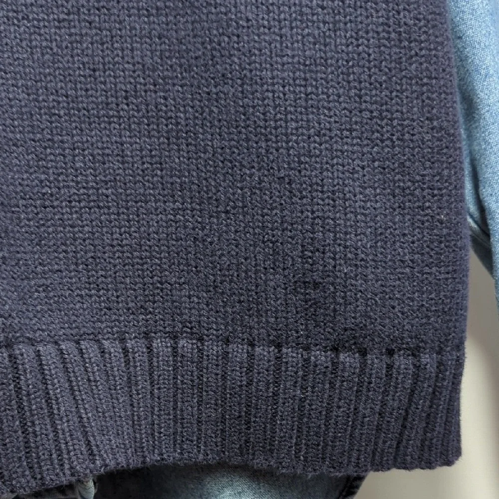Vintage 90s J. Crew Sweater Vest Navy Blue‎ Cream Red Stripe Cotton Preppy Large