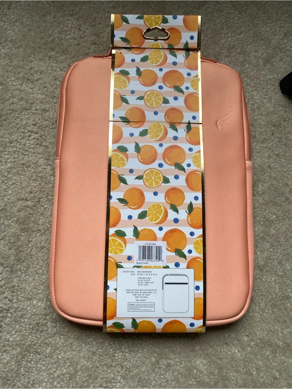 Peach Pink Padded Laptop Sleeve