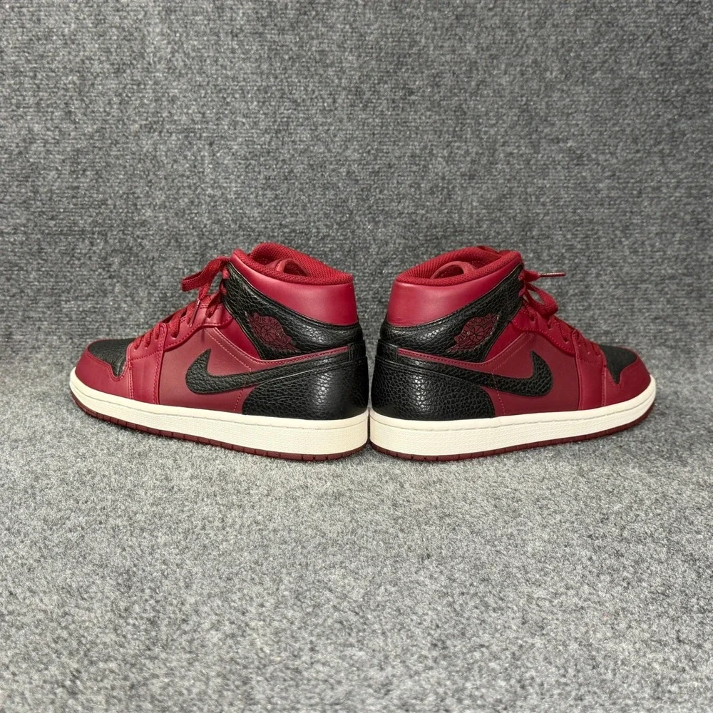Jordan 1 Retro Mid Shoes Men's 8 Team Red Black Athletic Basketball Sneakers