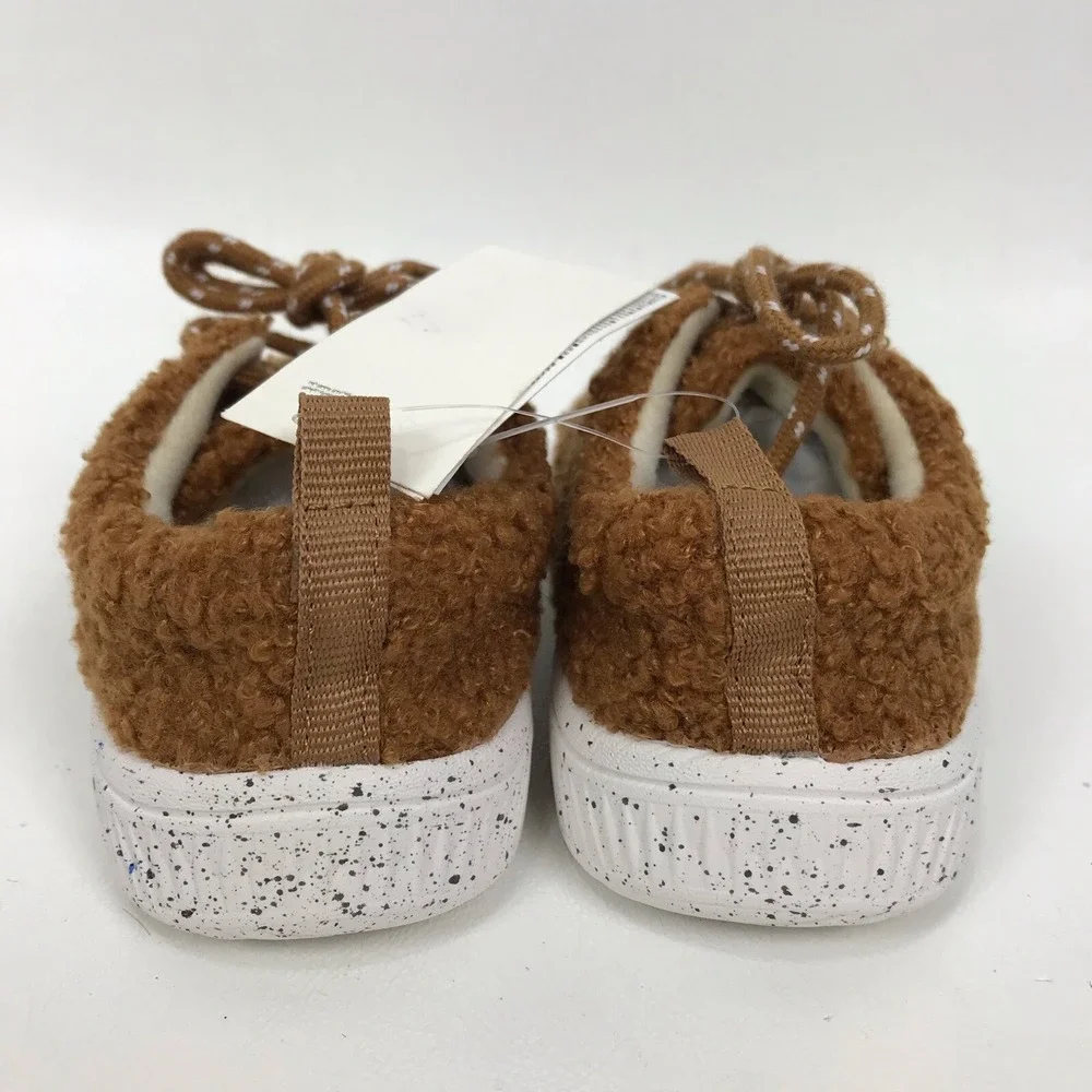 Baby Gap Fuzzy Sneakers Shoes Sherpa Brown Lisa Size 5 18 To‎ 24 Months