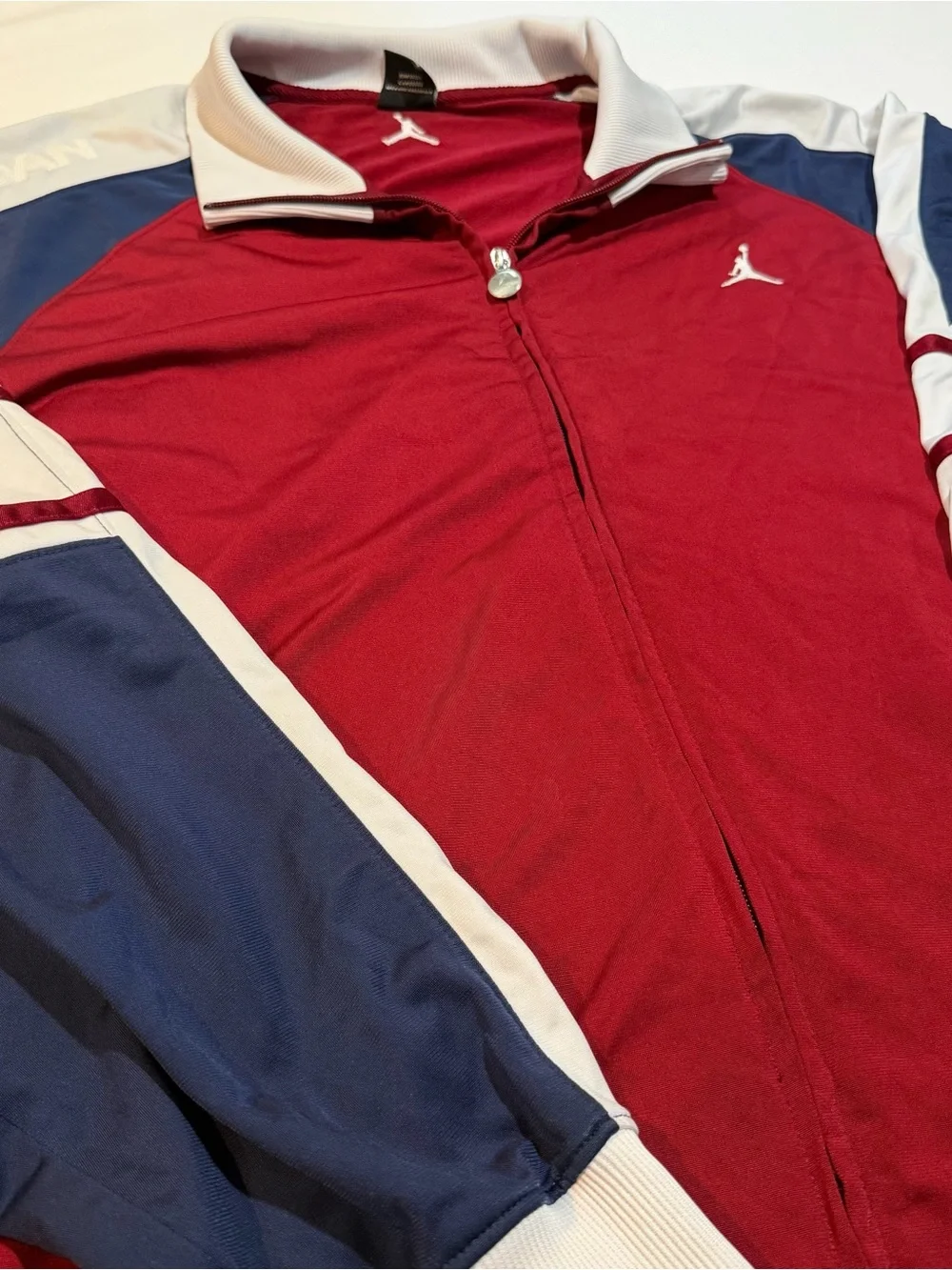 Vintage Jordan Embroidered Track Jacket Mens 3XL Burgundy Navy Blue White Y2K⁠