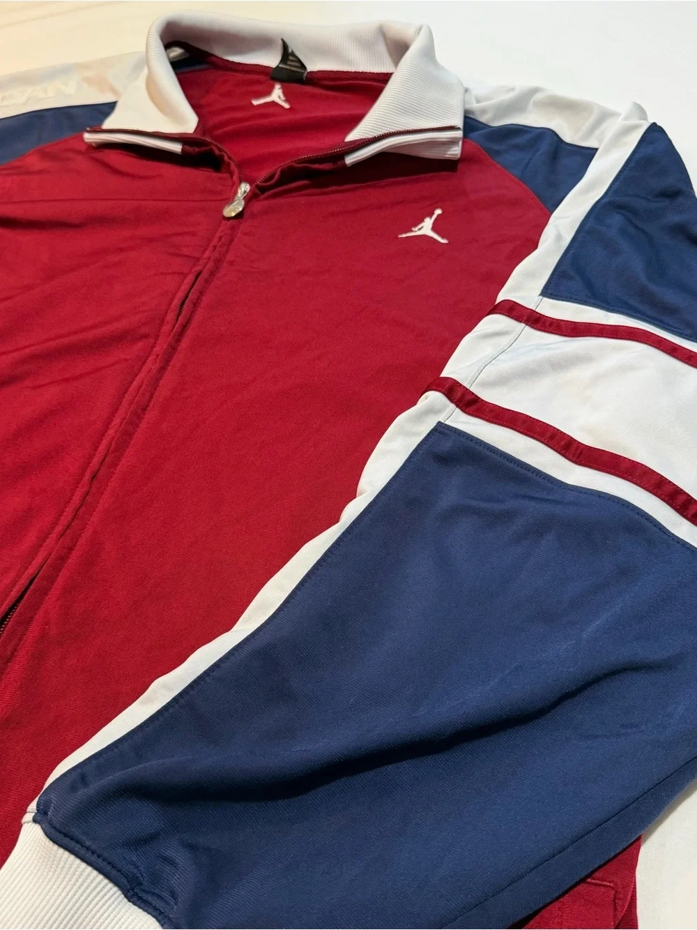 Vintage Jordan Embroidered Track Jacket Mens 3XL Burgundy Navy Blue White Y2K⁠