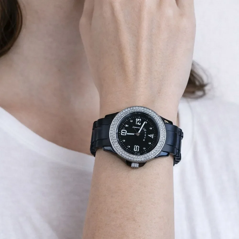 Luxury Black Smartwatch with Silver Accents
