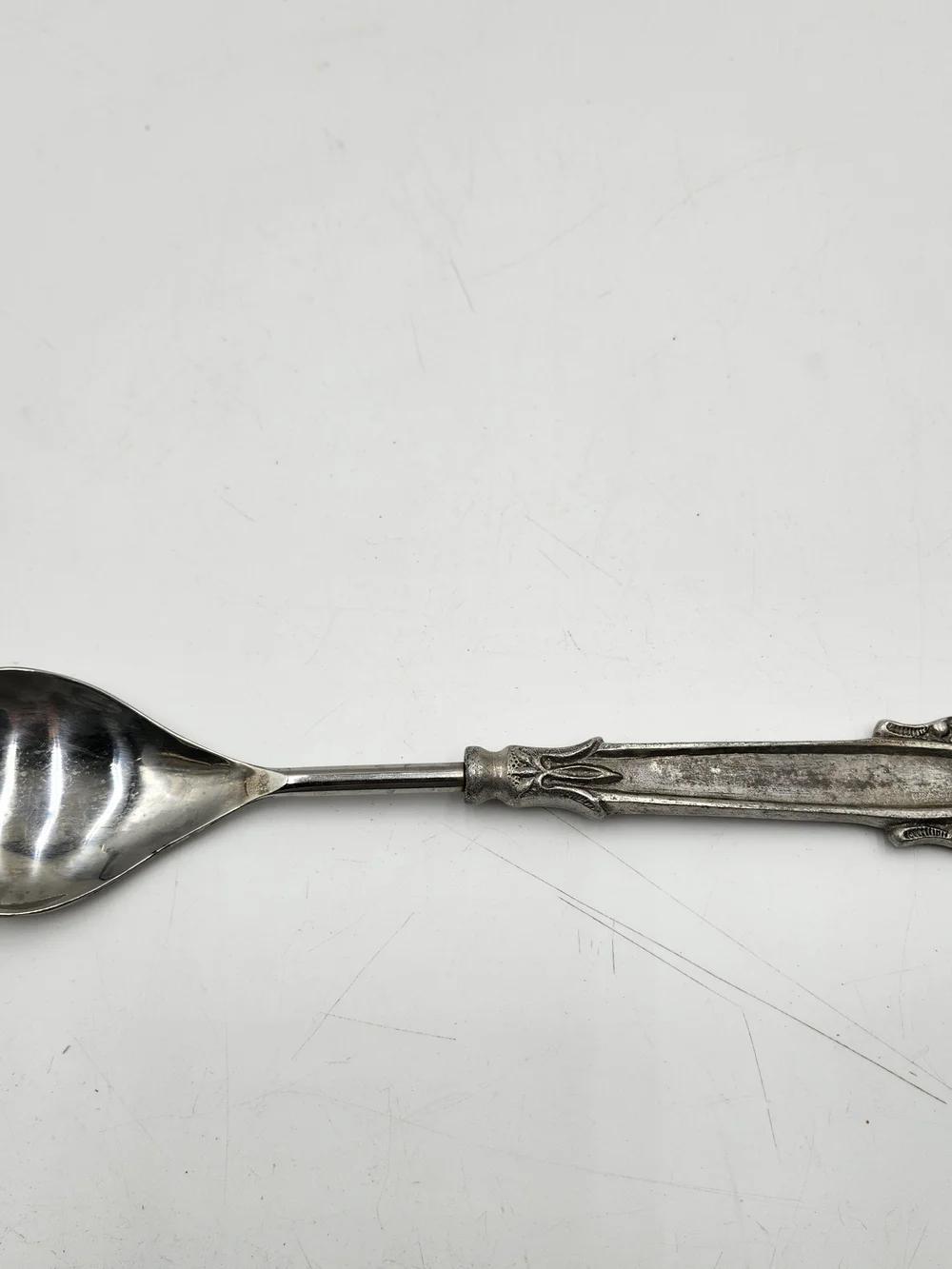 Vintage Silver Tone  Ornate Serving Spoon  Dining