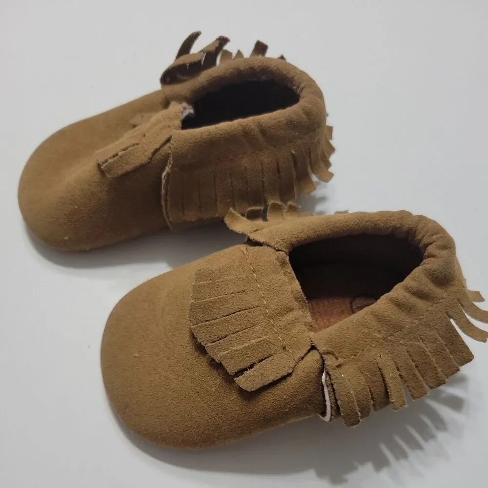 Boutique Moccasins 1 Ballet Flat Shoes‎ Brown Low Top Slip Ons Baby 0-6 Months