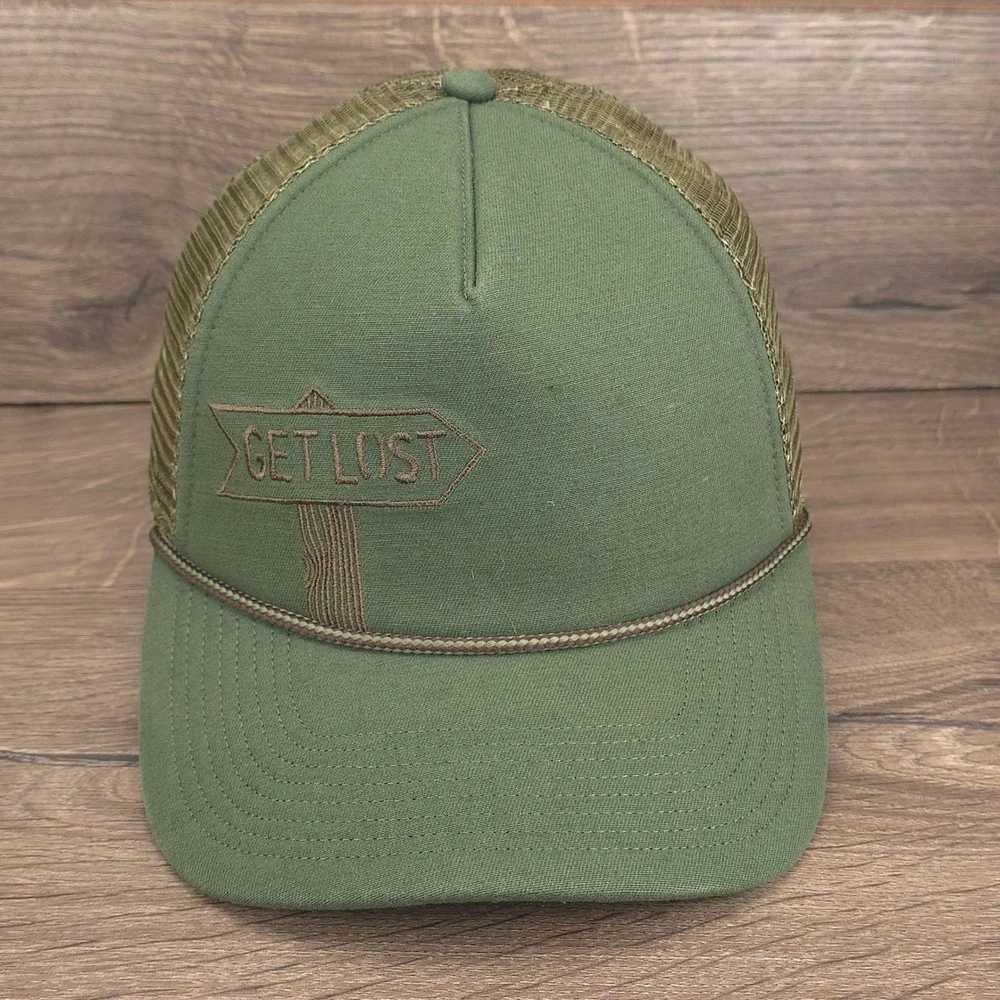 The North Face Hat Cap Snap Back Green Men Get Lost Hiking Mesh Trucker Hat Cap