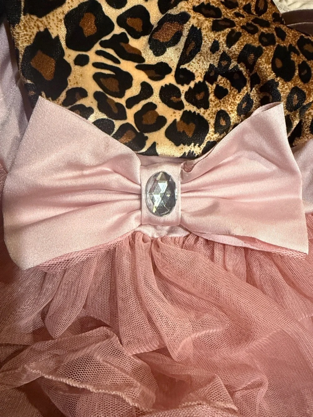 Leopard Bodice Pink Tulle Party Dress for Kids