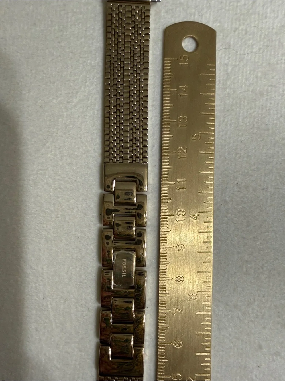 14mm Fossil Gold Mesh and Link Bracelet Strap