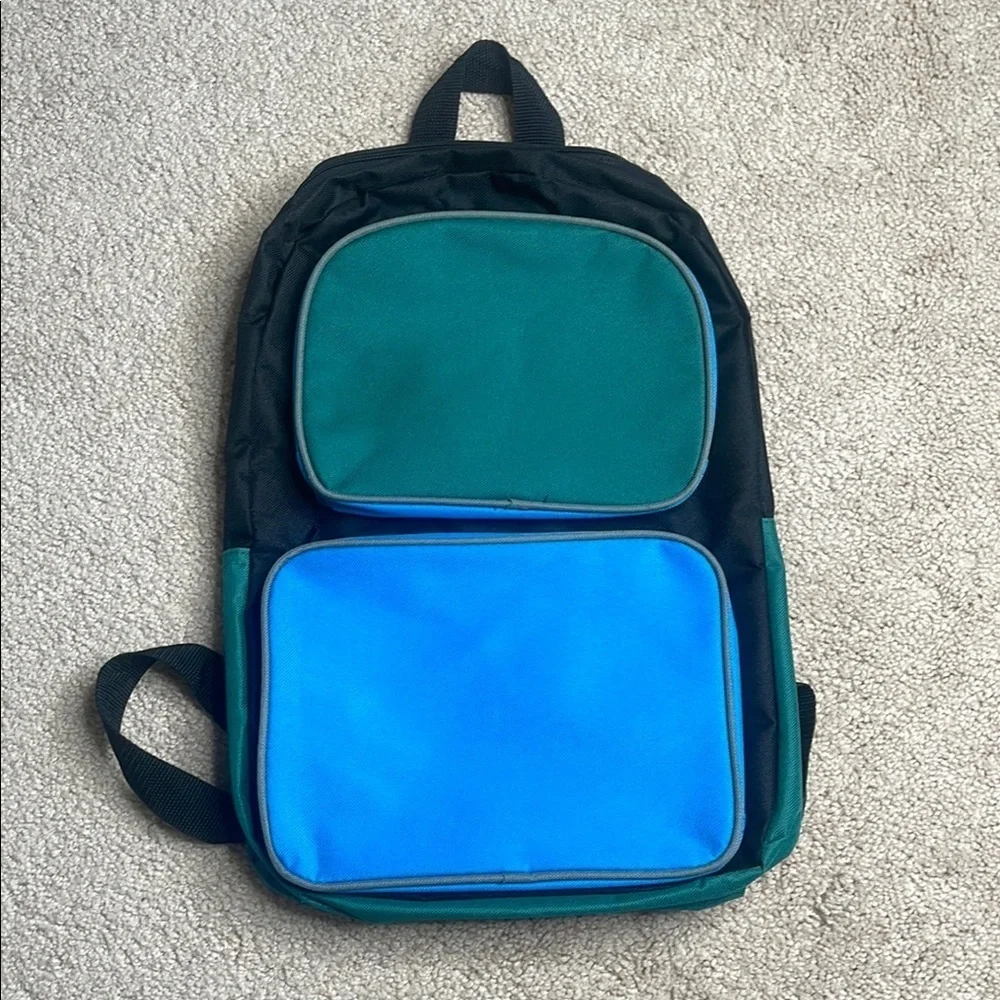 Sleek Black and Blue Color-Block Backpack